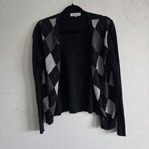 Merona Black and Gray Argyle Women's Cardigan